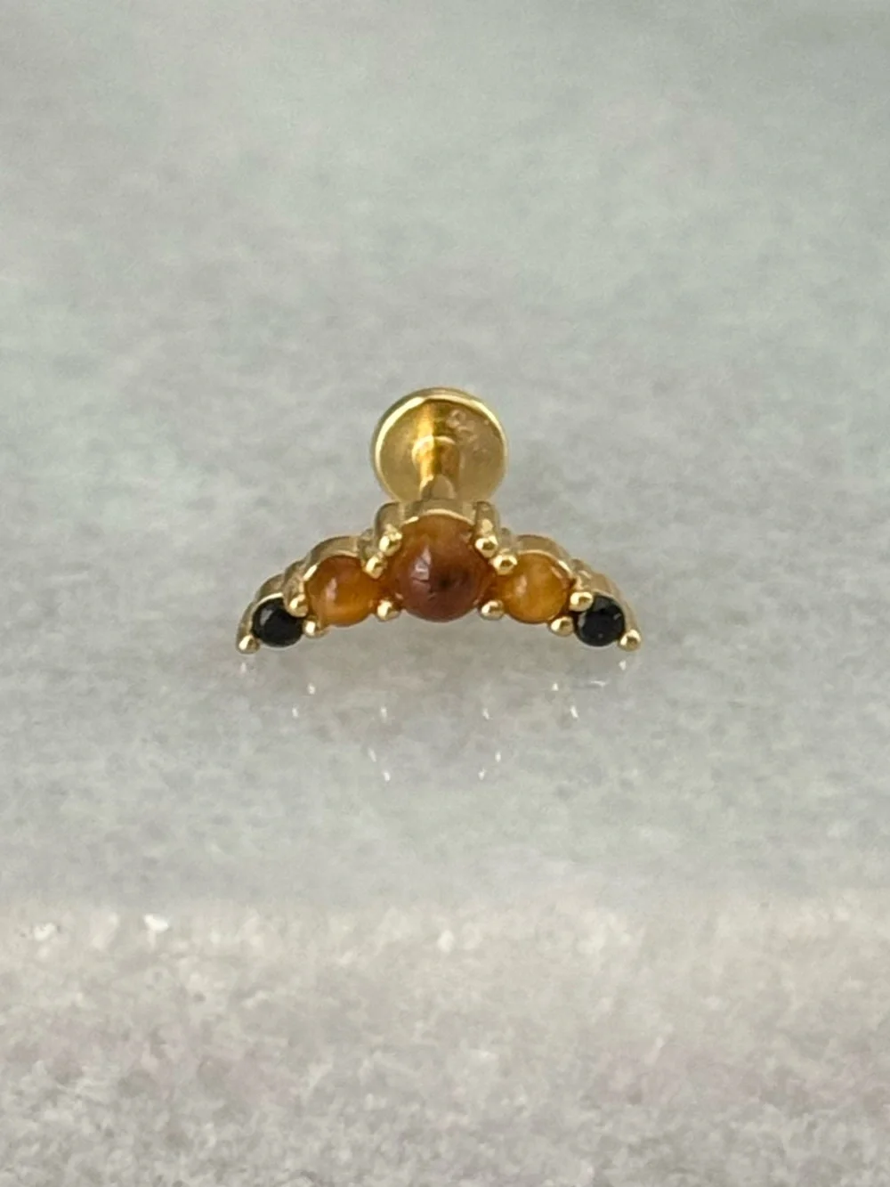 Gold Tiger Eye Gem Arch Cartilage Earring   Brand New